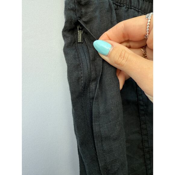Athleta Retreat Charcoal Black Wide Leg 100% Linen Active Ankle Pant Sz Small - Picture 7 of 10